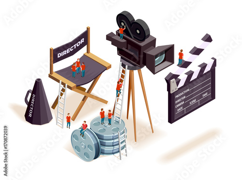 Isometric Cinema Elements Concept
