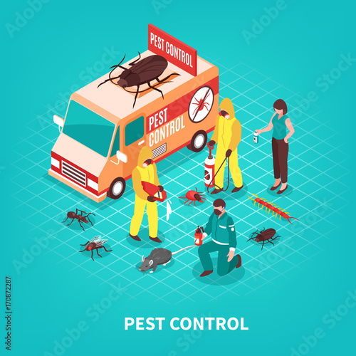 Pest Control Isometric Illustration