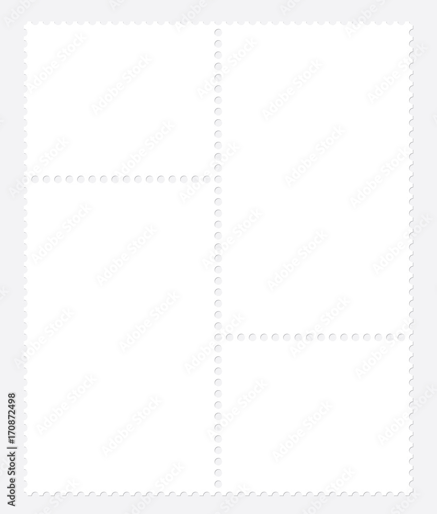 Blank postal stamp collection.illustration vector