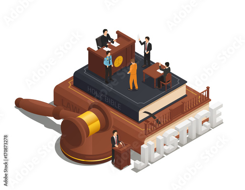 Law Justice Isometric Composition Icon 
