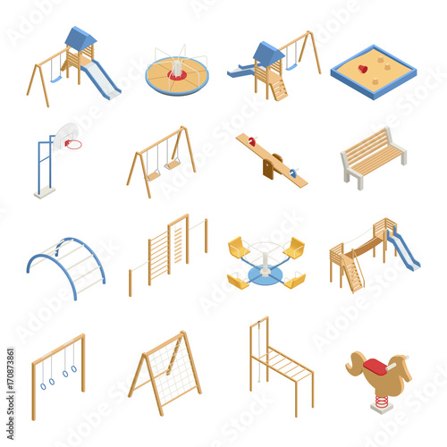 Children Playground Isometric Icons