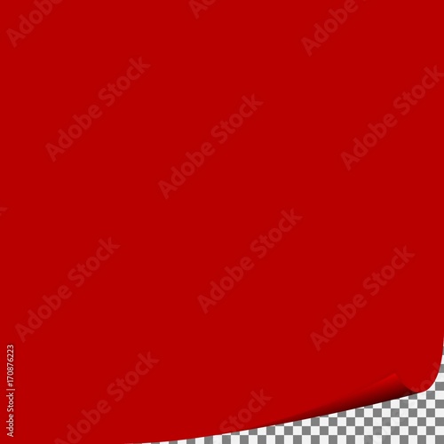 Red page curl corner on blank sheet of paper.
