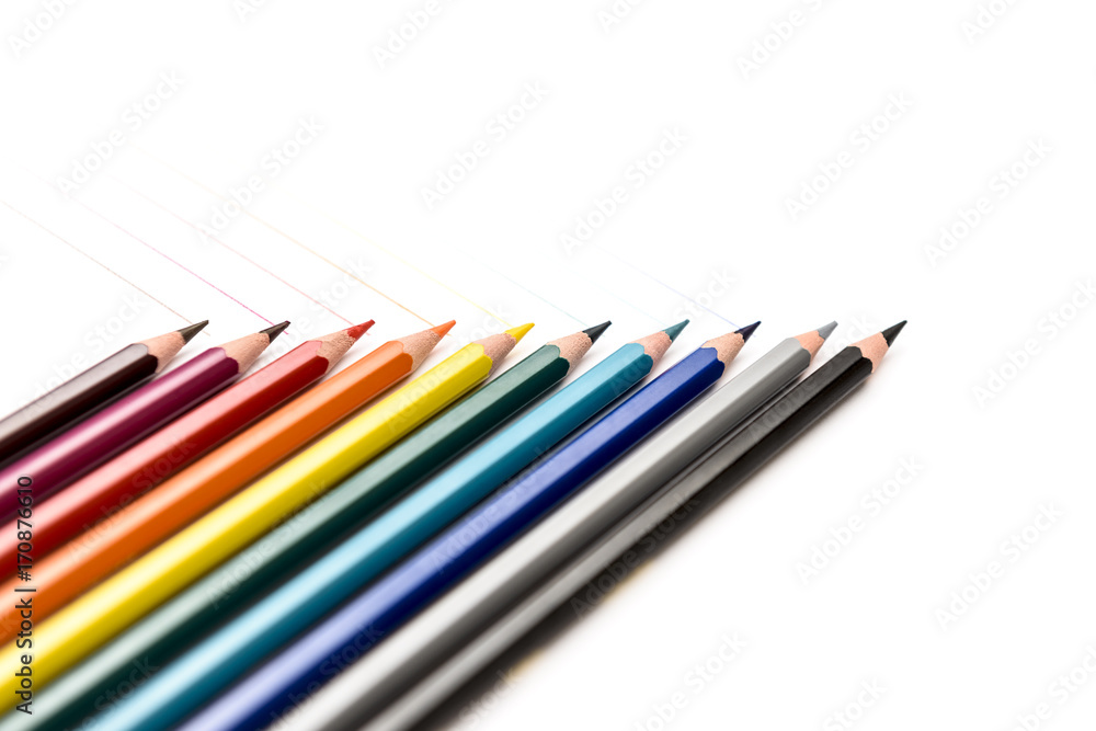 Colored pencils on white background Colored pencils on white background