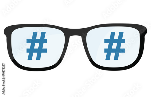 Brillengläser mit Hashtag Symbol