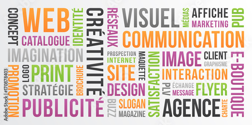 Communication, publicité et marketing - nuage de mots