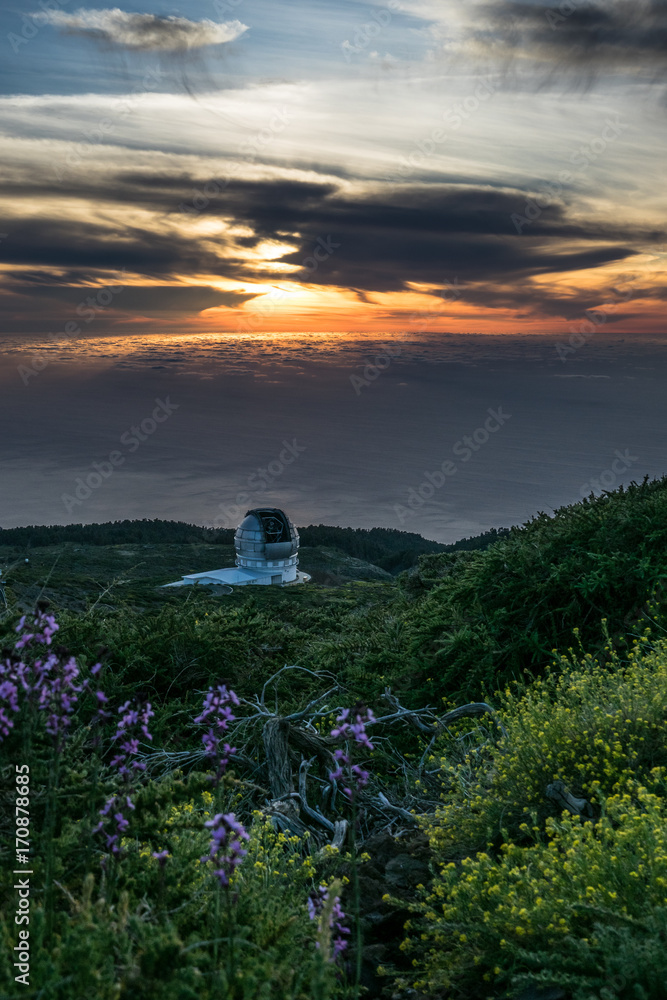 Astronomical observatory at dusk in La Palma Astronomical observatory at dusk in La Palma