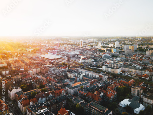 Obraz na płótnie Katowice Śródmieście z powietrza w salonie