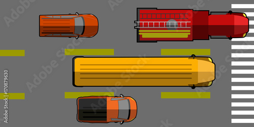 Top view of a street with some cars, Vector illustration