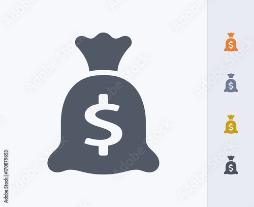 Money Bag - Carbon Icons. A professional, pixel-perfect icon designed on a 32x32 pixel grid and redesigned on a 16x16 pixel grid for very small sizes.