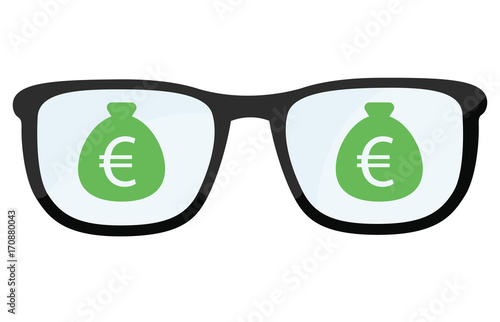 Brillengläser mit Geldsack Euro