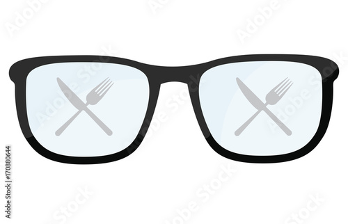 Brillengläser mit Gabel und Messer - Restaurant