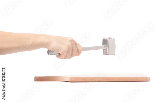 Female hand kitchen hammer for meat and ditch