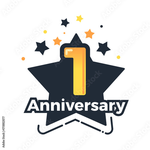 First anniversary badge. 1st anniversary vector design