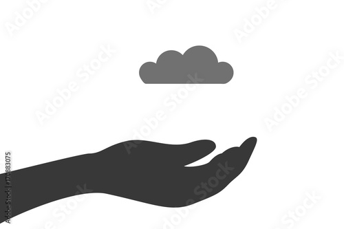 Hand hält Wolke