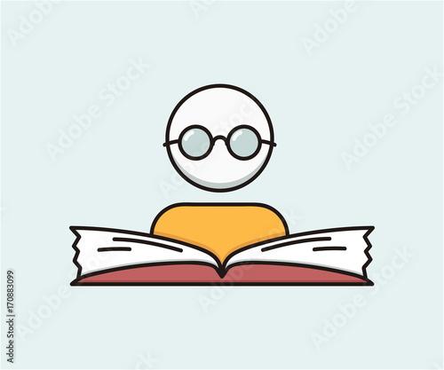 Character reading book. Trendy design for icons or logos. Editable vector in eps10