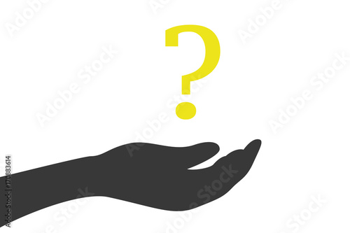 Hand hält Frage