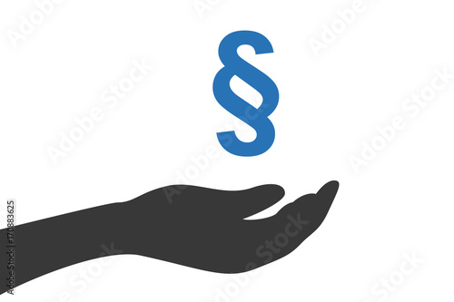 Hand hält Paragraph Zeichen