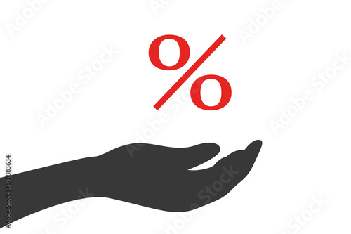 Hand hält Prozent Zeichen