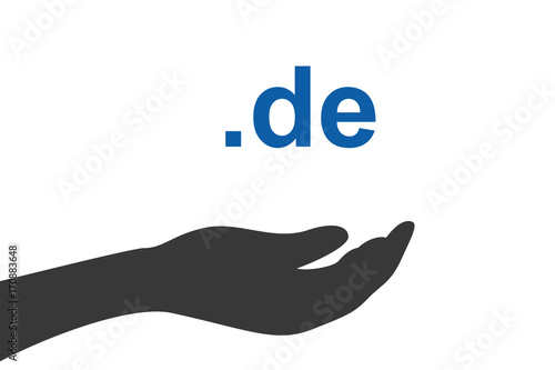Hand hält .de Domain