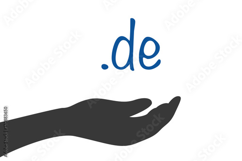 Hand hält .de URL
