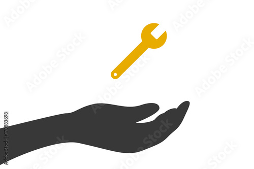 Hand hält Schraubenschlüssel - Editieren