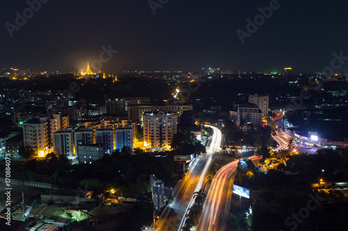 Fotografija View of Yangon, Myanmar, from above in the evening
