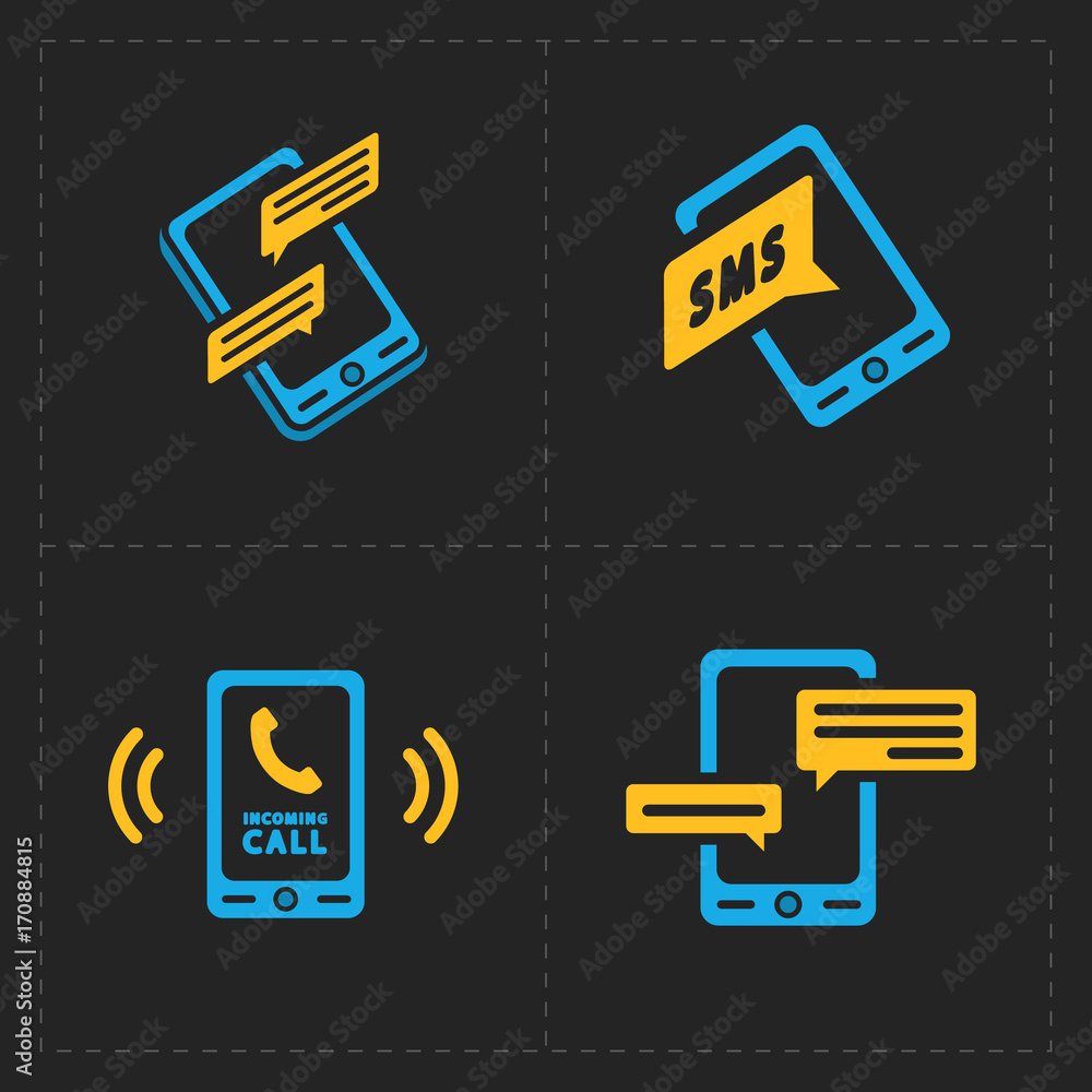 Vector smart phone icons on Black background Vector smart phone icons on Black background