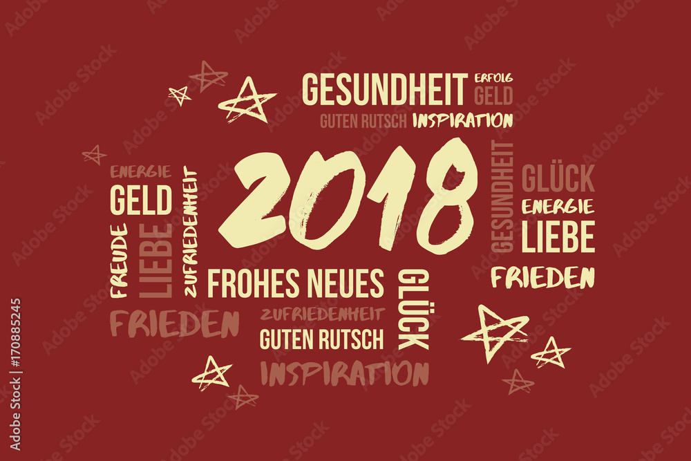 2018 Neujahr Wortwolke Glückwünsche 2018 Neujahr Wortwolke Glückwünsche