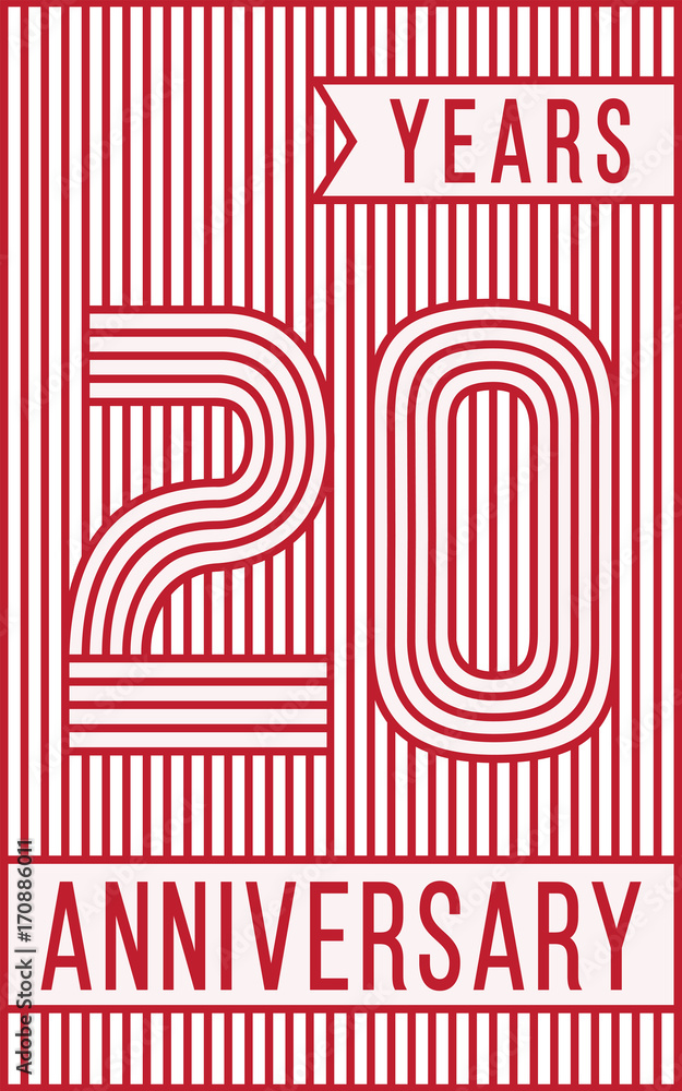 20 years anniversary logo. Vector and illustration. Line art anniversary design template. 20 years anniversary logo. Vector and illustration. Line art anniversary design template.