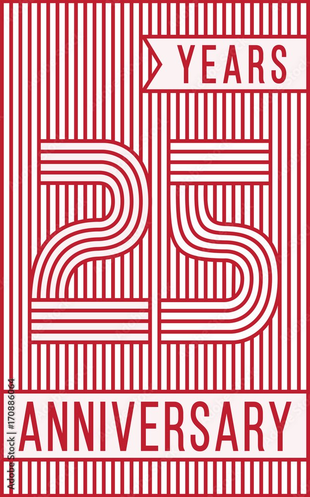 25 years anniversary logo. Vector and illustration. Line art anniversary design template.
25 years anniversary logo. Vector and illustration. Line art anniversary design template.