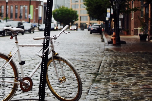 bicycle in raining day