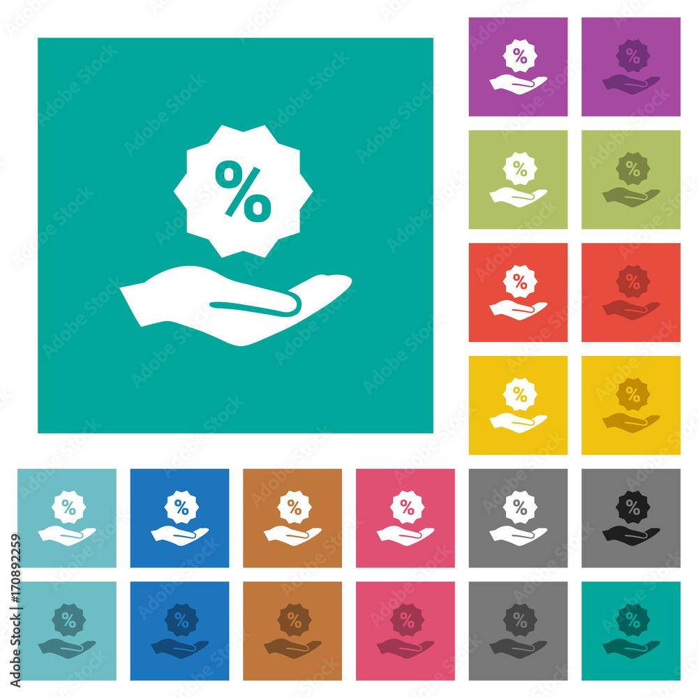 Discount services square flat multi colored icons Discount services square flat multi colored icons