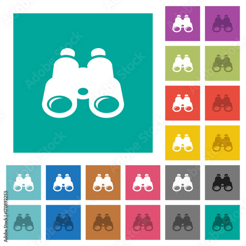 Binoculars square flat multi colored icons