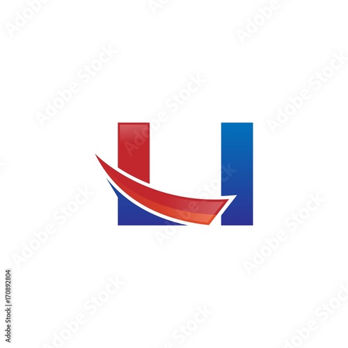 modern vector initial letters logo swoosh li red blue