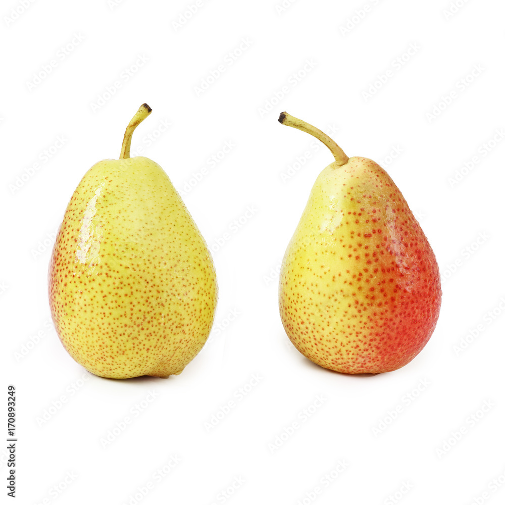 red and yellow pears on a white isolated background red and yellow pears on a white isolated background