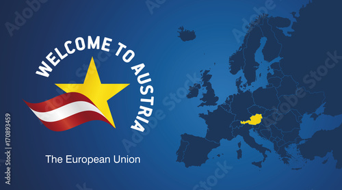 Welcome to Austria EU map banner logo icon