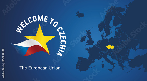 Welcome to Czechia EU map banner logo icon