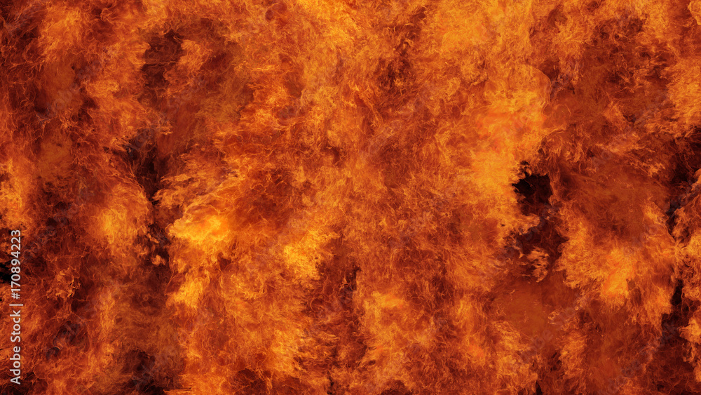 Obraz premium Izolowana ściana ognia Inferno, płonący ogień piekielny, strzelanie z szybkiej kamery, intensywne płonące paliwo, idealne do cyfrowej kompozycji.