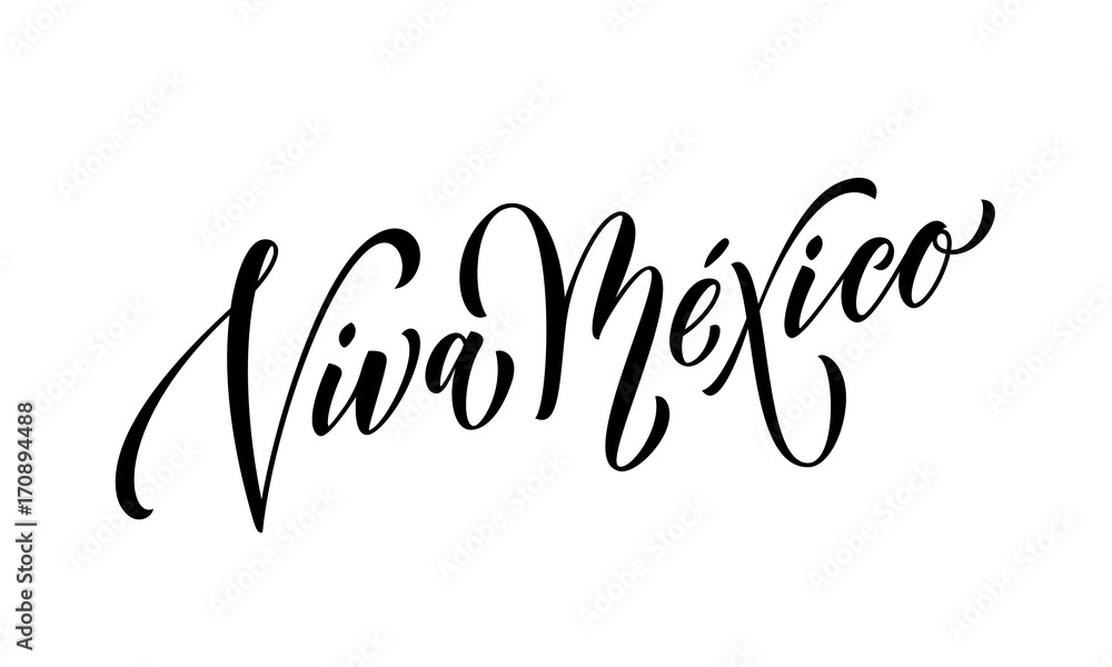Viva Mexico lettering Independence day Mexican vector national symbol flag color