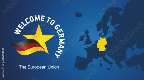 Welcome to Germany EU map banner logo icon