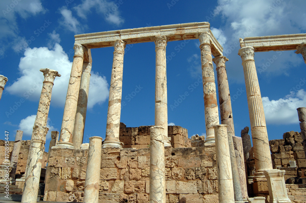 Te ruins of Lepsis Magna in Libya. One of the largest well preserved ancient roman cities in North Africa. Te ruins of Lepsis Magna in Libya. One of the largest well preserved ancient roman cities in North Africa.