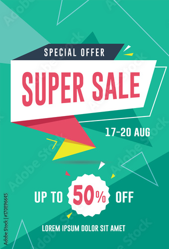 Super sale banner / flyer template. Vector illustration for social media banners, promotion, flyer and poster