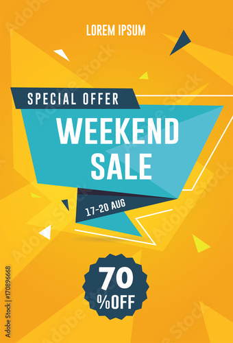 Weekend sale flyer / banner. Vector illustration for social media banners, promotion, flyer and poster