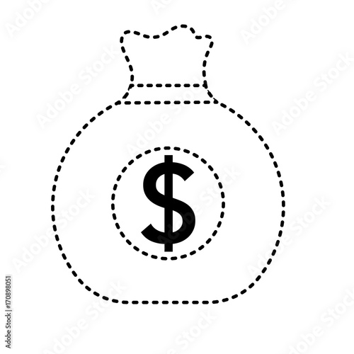 dotted shape business bag with cash money inside vector illustration
