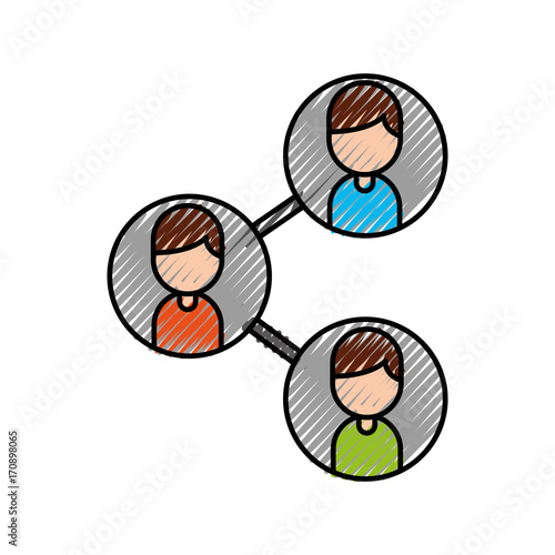 leader and business colleagues team organization with characters vector illustration