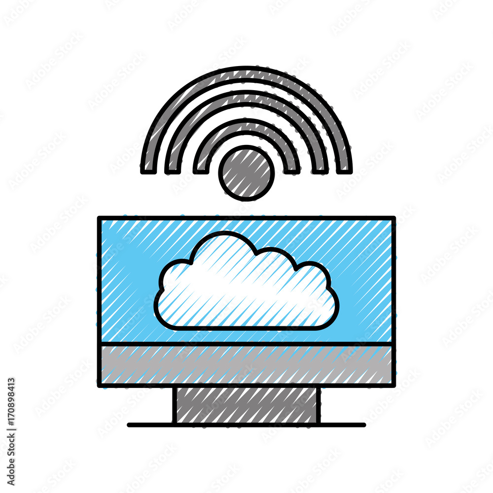 cloud computing computer internet wifi connected vector illustration cloud computing computer internet wifi connected vector illustration