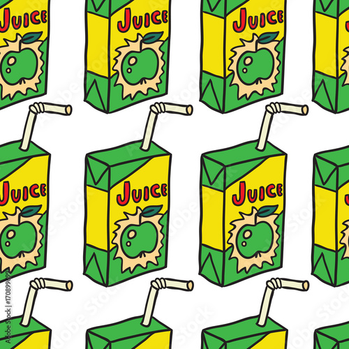Apple Juice Carton Seamless Pattern