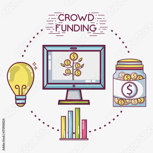 crowdfunding finance company and economy support vector illustration