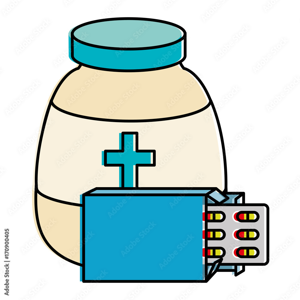 Obraz premium capsules drugs with bottle vector illustration design