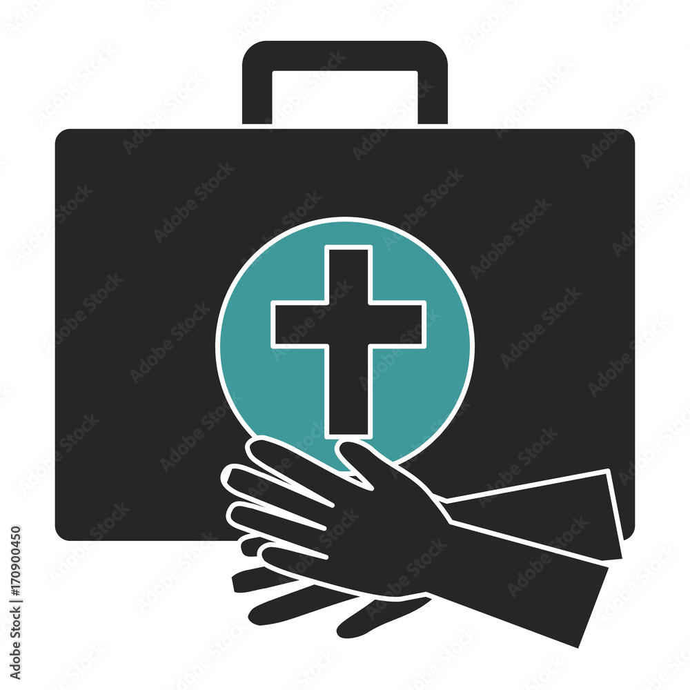 Fototapeta premium medical kit with gloves vector illustration design